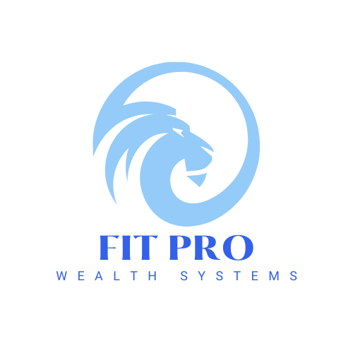 Blue lion head logo with "Fit Pro Wealth Systems" text below.