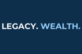 Text reading "LEGACY. WEALTH." on a dark blue background.